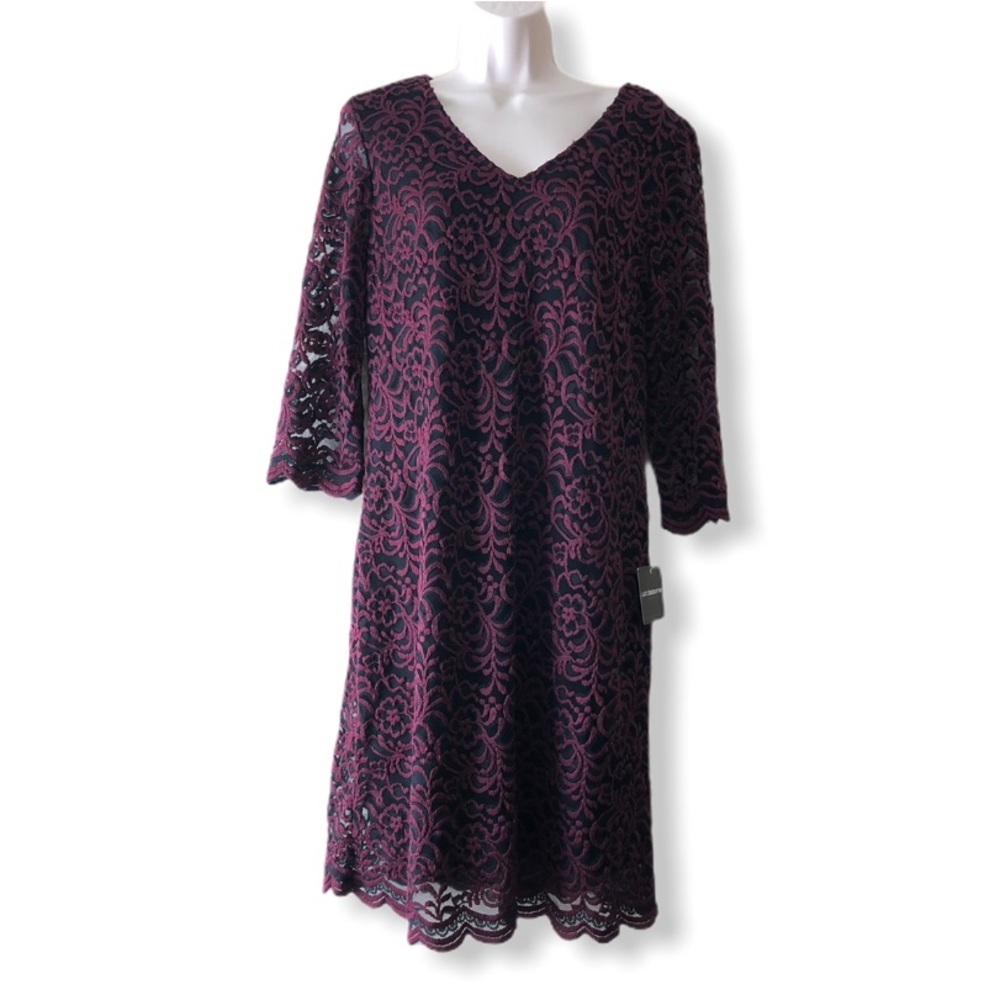 LIZ CLAIBORNE DARK RED & BLACK DRESS